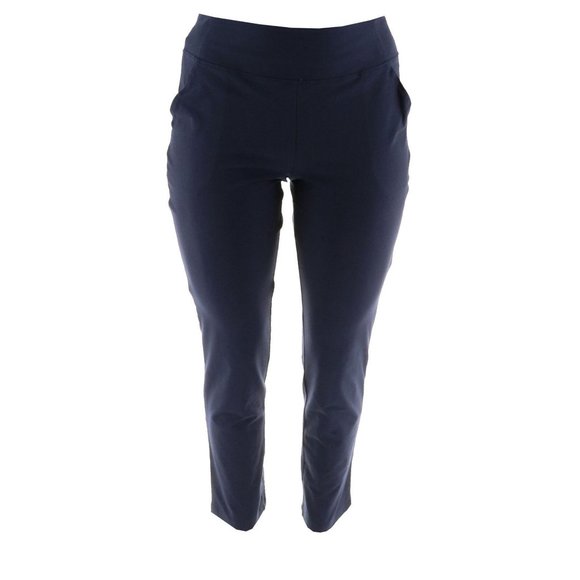NWT WOMEN WITH CONTROL SEAMED TUMMY CONTROL ANKLE PANTS W/POCKETS NAVY XXS - Picture 1 of 9